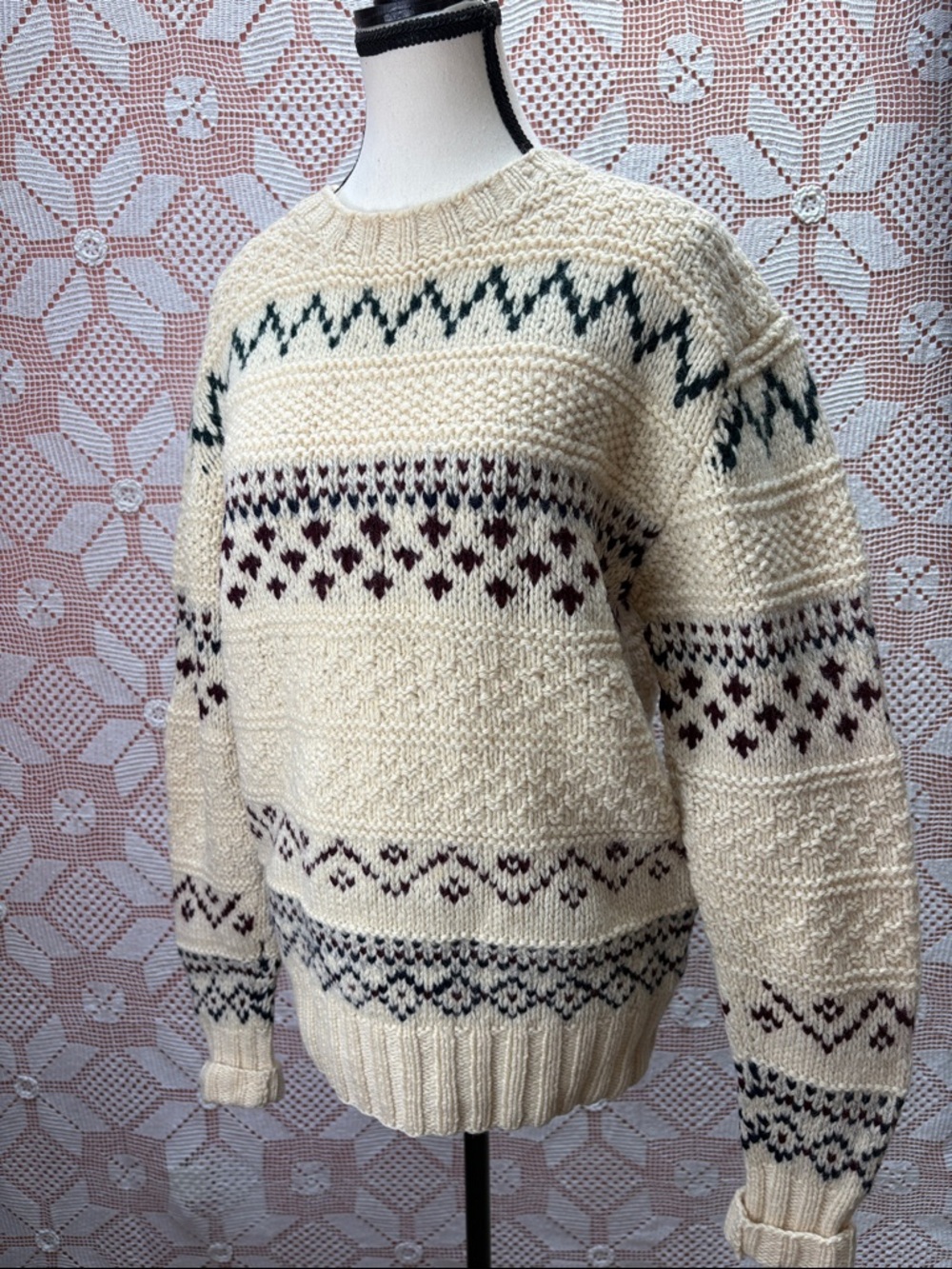 Polo Ralph Lauren Hand Knit Wool Sweater Fair Isle Size S - Picture 8 of 9